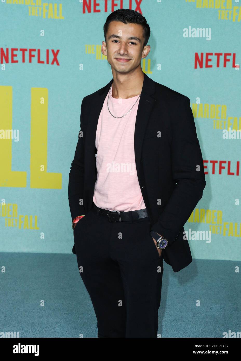 LOS ANGELES, CALIFORNIA, USA - OCTOBER 13: Matt Ramos arrives at the Los Angeles Premiere Of Netflix's 'The Harder They Fall' held at the Shrine Auditorium and Expo Hall on October 13, 2021 in Los Angeles, California, United States. (Photo by Xavier Collin/Image Press Agency) Stock Photo