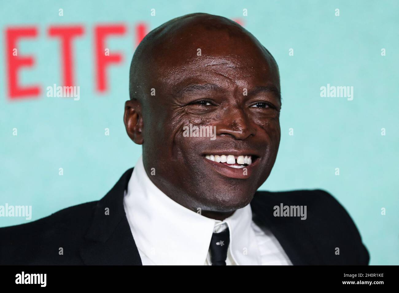 LOS ANGELES, CALIFORNIA, USA - OCTOBER 13: Singer-songwriter Seal (Henry Olusegun Adeola Samuel) arrives at the Los Angeles Premiere Of Netflix's 'The Harder They Fall' held at the Shrine Auditorium and Expo Hall on October 13, 2021 in Los Angeles, California, United States. (Photo by Xavier Collin/Image Press Agency) Stock Photo