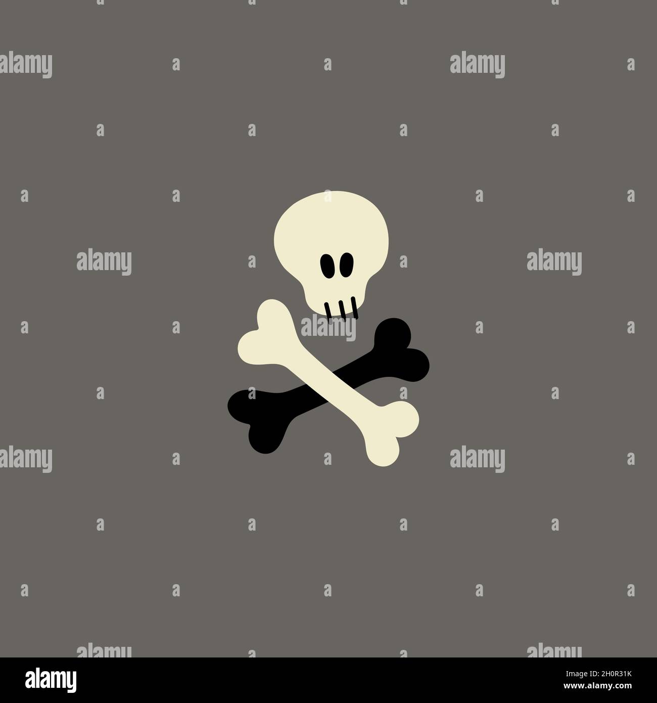 Skull and crossbones. Vector flat hand drawn Stock Vector