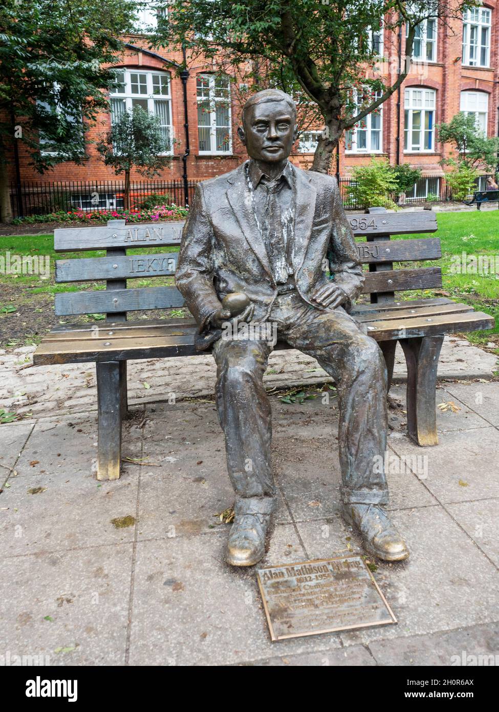Bronze Seated Statue Of Alan Turing Founder Of Computer Science In