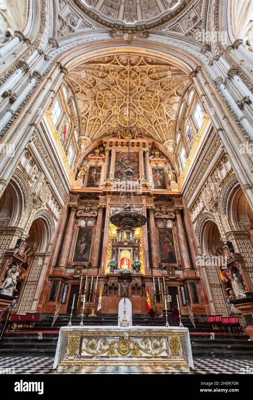 The Mosque–Cathedral of Córdoba. Also known as the Cathedral of Our Lady of the Assumption Stock Photo