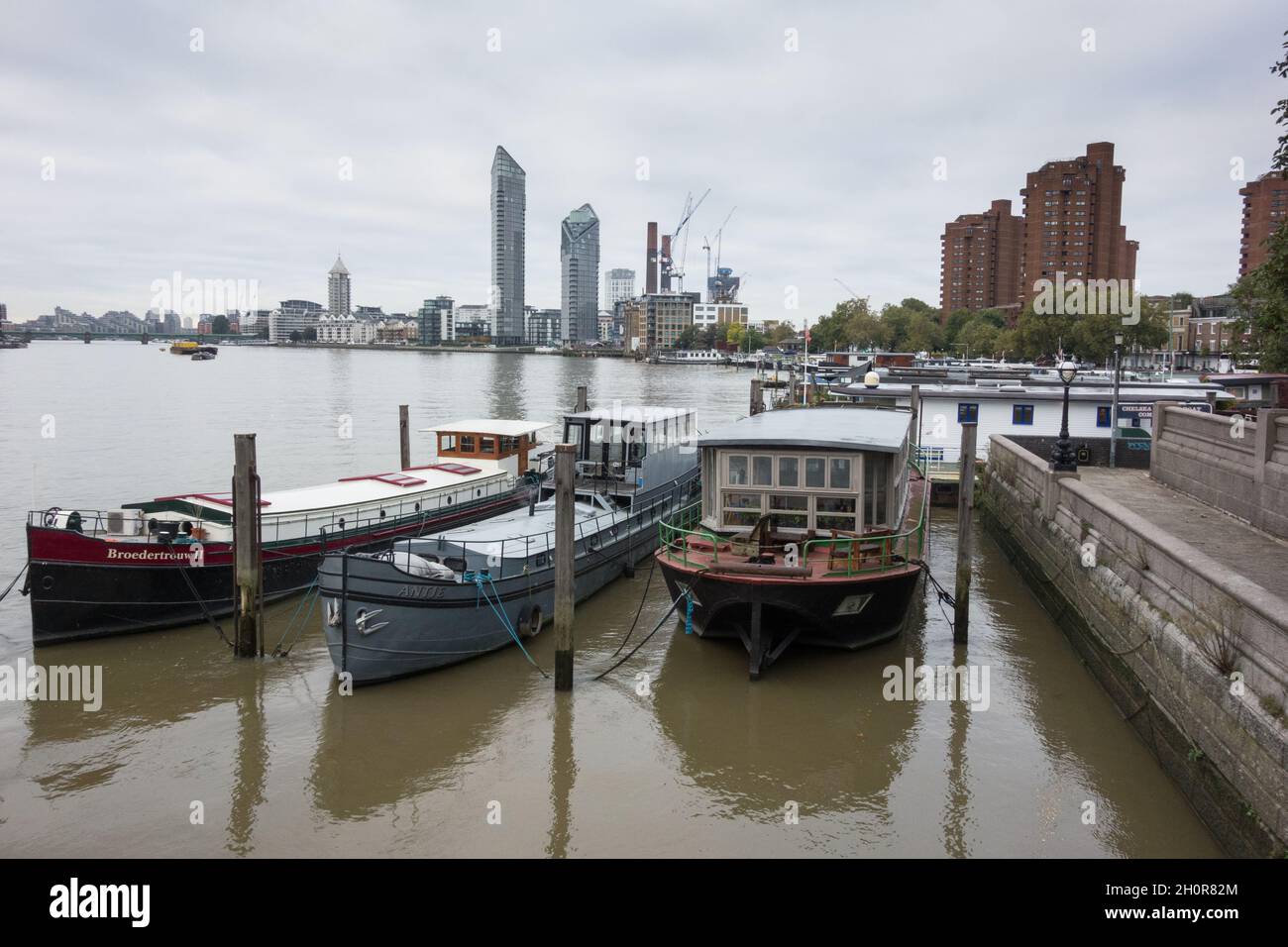 Houseboats on Cheyne Walk on The River Thames, Chelsea, London, England, UK Stock Photo Alamy