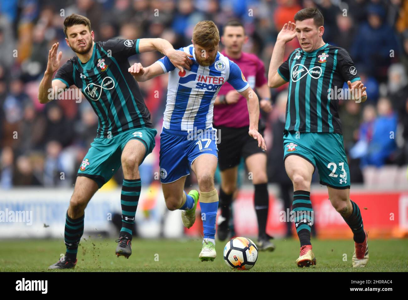 Wigan Athletic’s Michael Jacobs avoids a challenge from Southampton's ...