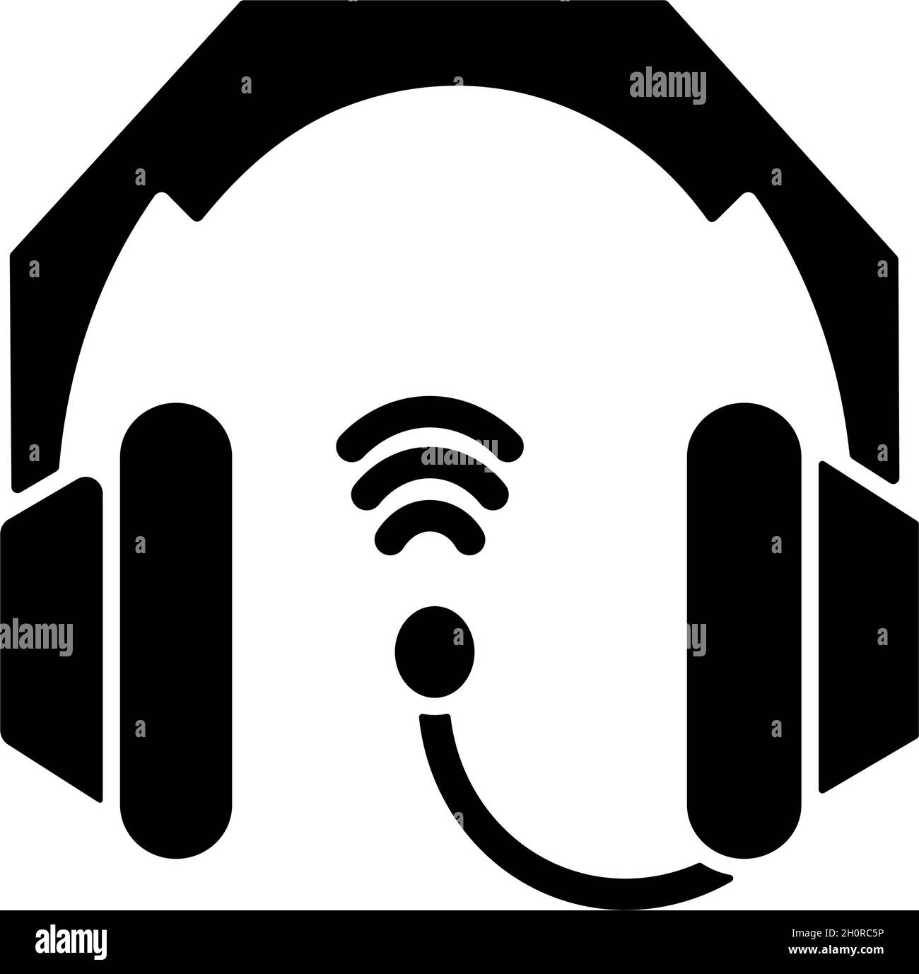 Gaming headset black glyph icon Stock Vector