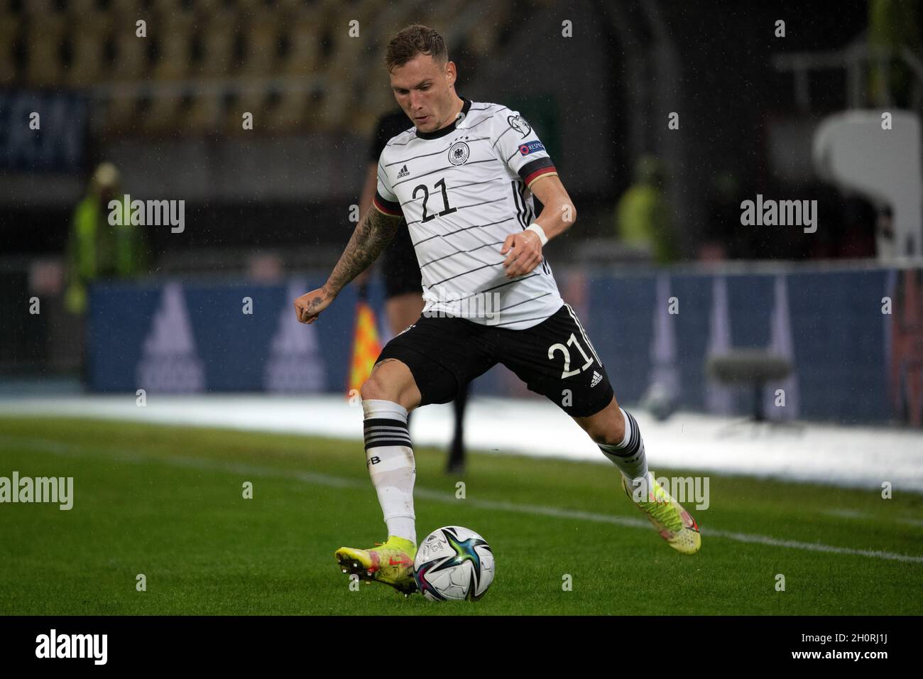 Skopje North Macedonia 11th Oct 21 Football World Cup Qualification Europe North Macedonia Germany Group Stage Group J Matchday 8 At Telekom Arena Germany S David Raum Plays The Ball Credit Federico