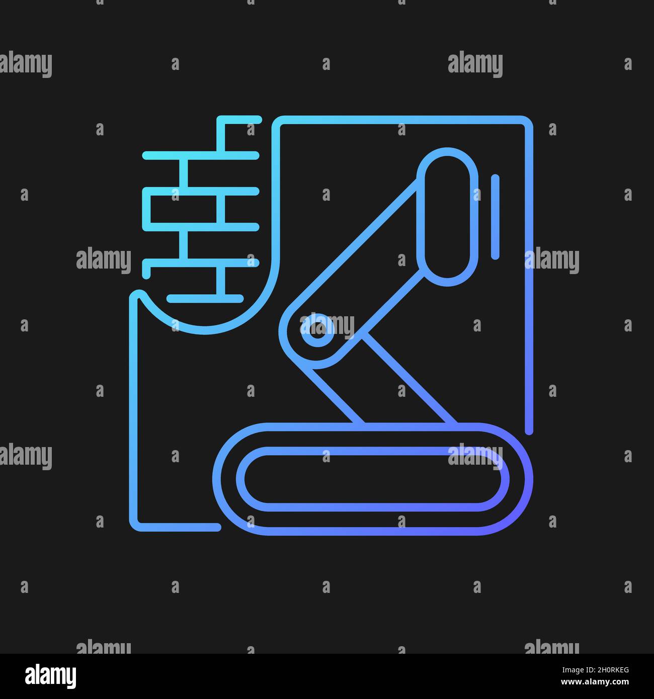 Robotics in concrete works gradient vector icon for dark theme Stock Vector