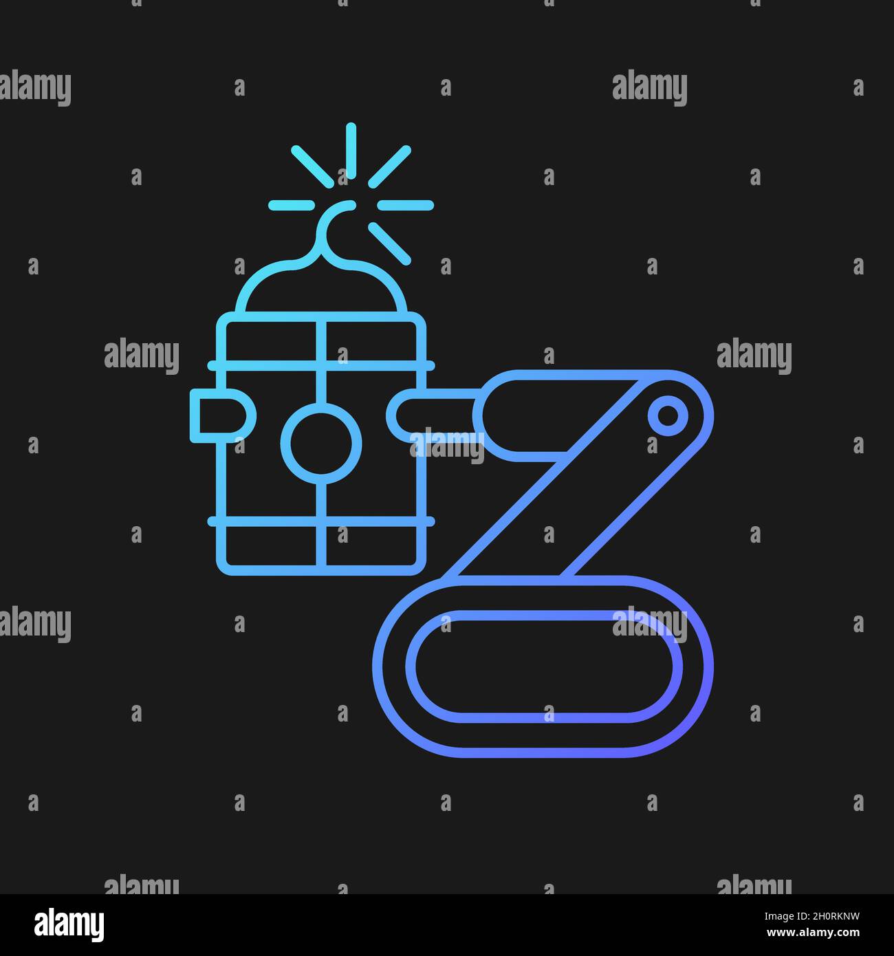 Bomb defusing robots gradient vector icon for dark theme Stock Vector