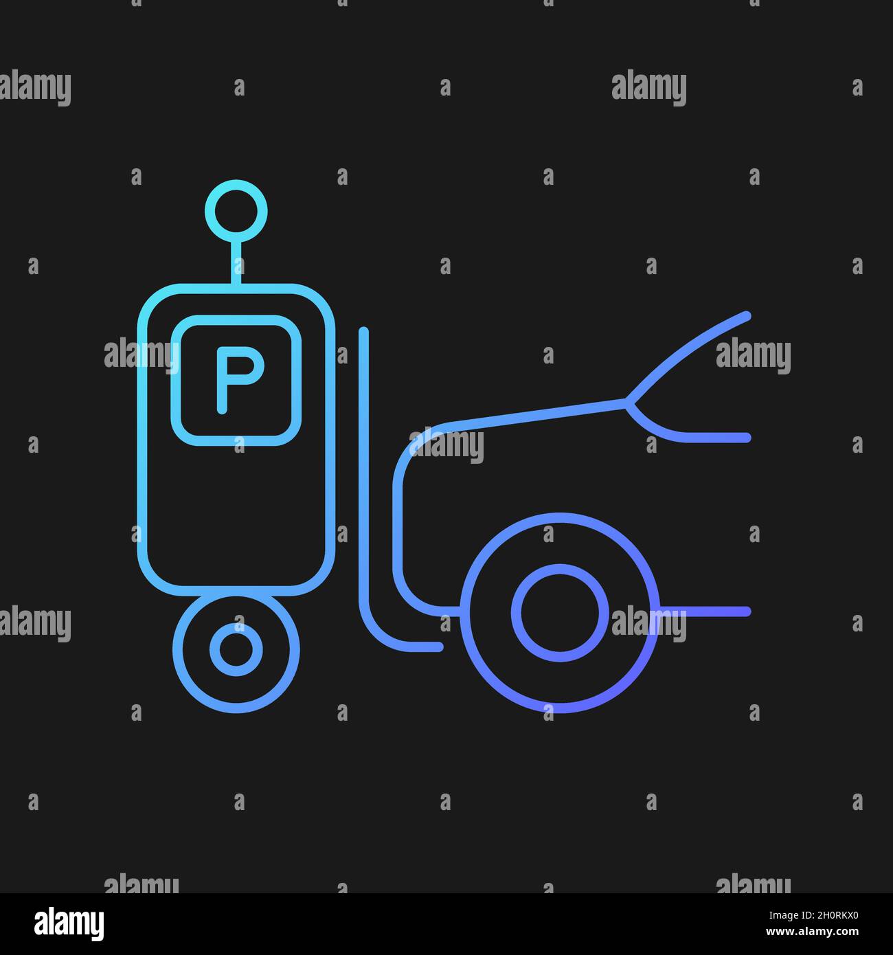 Parking robot gradient vector icon for dark theme Stock Vector