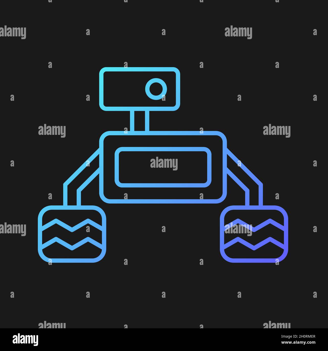 Space exploration robot gradient vector icon for dark theme Stock Vector