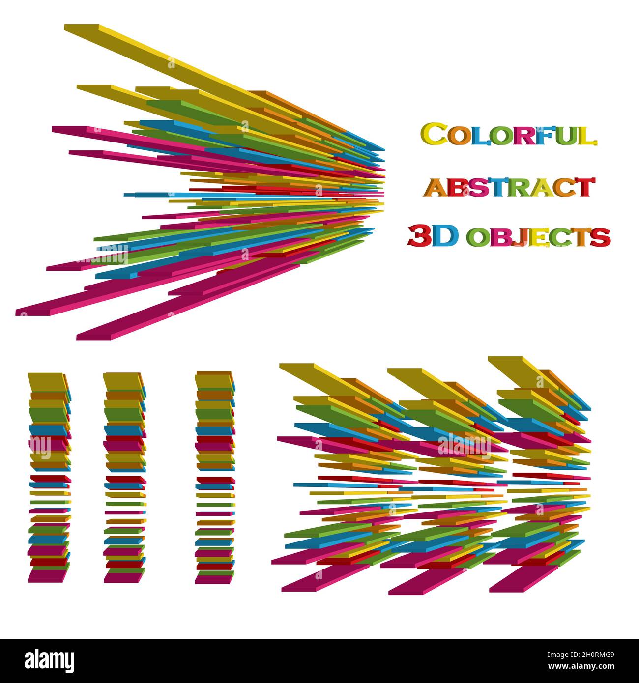Colorful 3d abstract isolated shapes Stock Vector