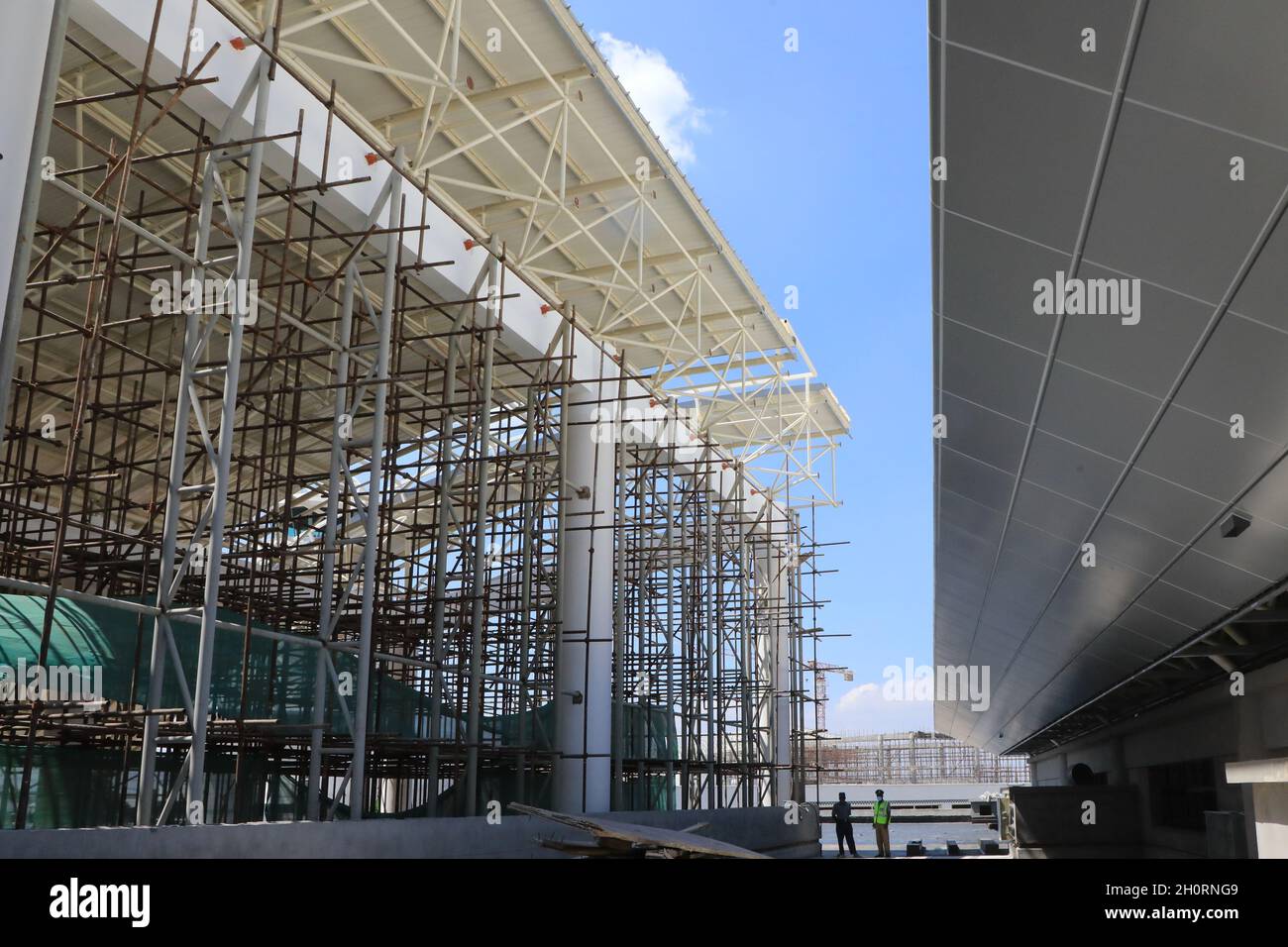 Harare. 1st Sep, 2021. Photo taken on Sept. 1, 2021 shows the construction site of the expansion project of Robert Gabriel Mugabe International Airport in Harare, Zimbabwe. Credit: Wanda/Xinhua/Alamy Live News Stock Photo