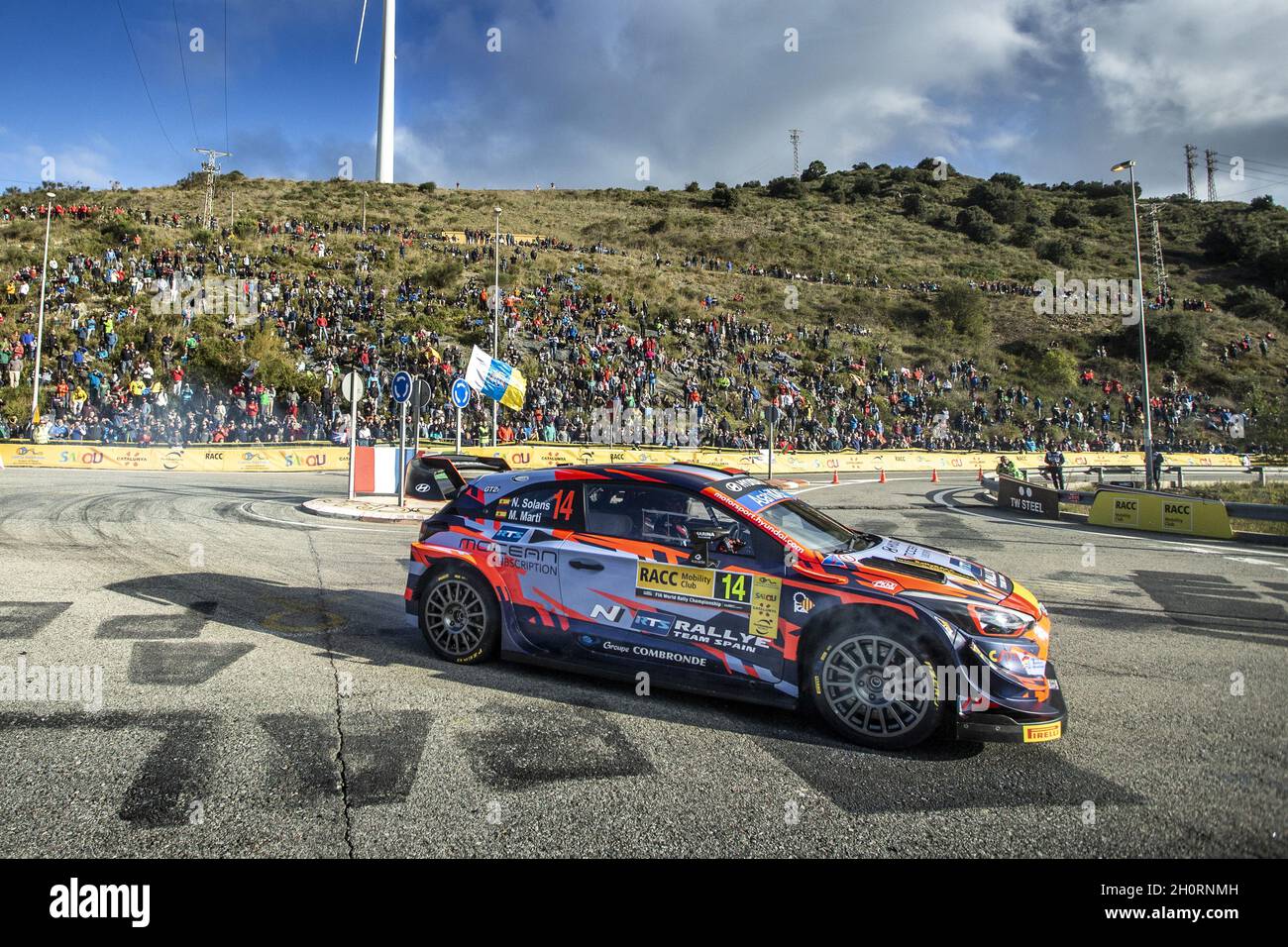 14 Solans Nil (spa), Marti Marc (spa), Hyundai 2C Competition, Hyundai i20  Coupe WRC, action during the RACC Rally Catalunya de Espana, 11th round of  the 2021 FIA WRC, FIA World Rally