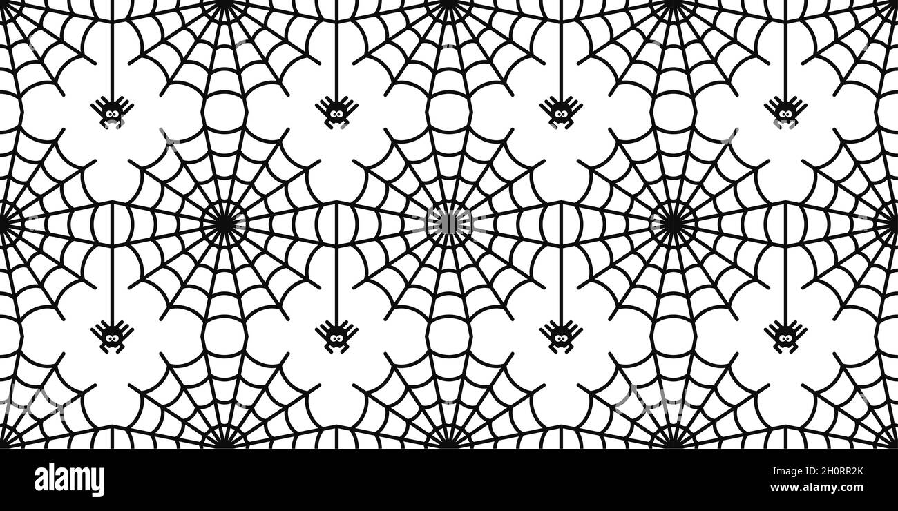 Simple Flat Black And White Seamless Abstract Spider Web And Spider Background Pattern Vector Art Stock Vector