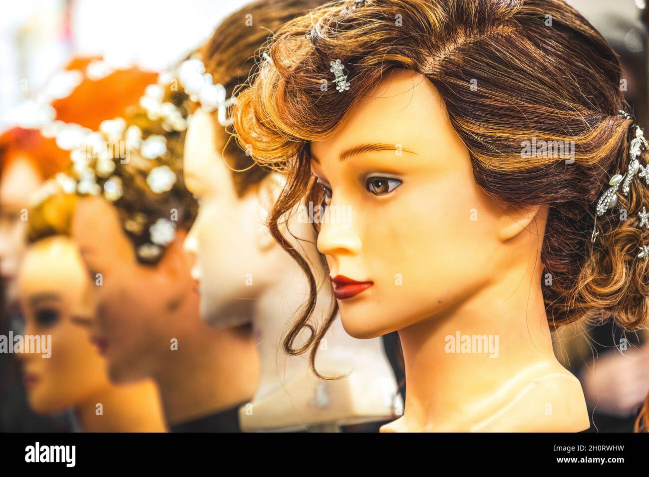 Mannequin Head With Long Blond Wig Stock Photo - Download Image