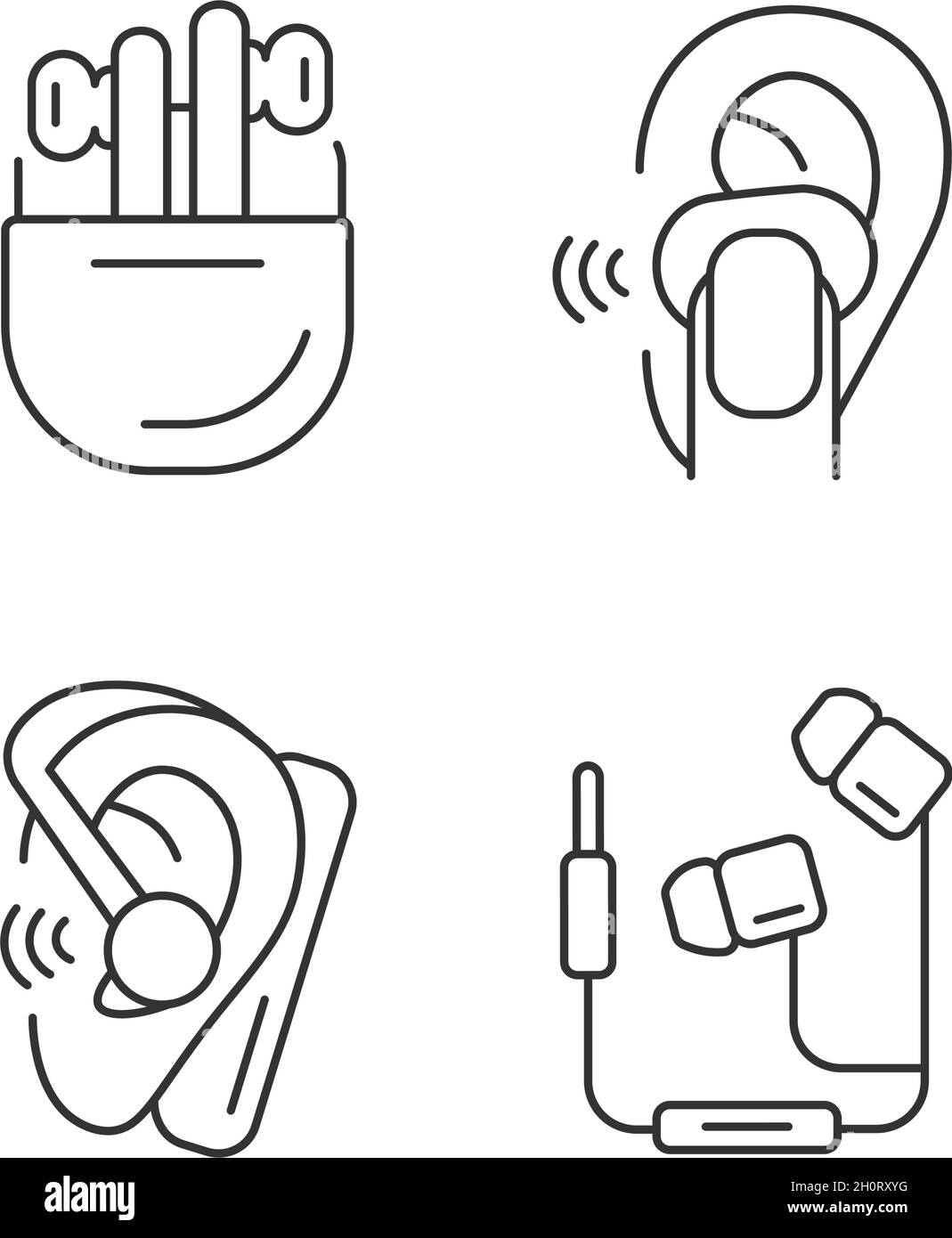 Compact in ear earphones linear icons set Stock Vector Image & Art - Alamy