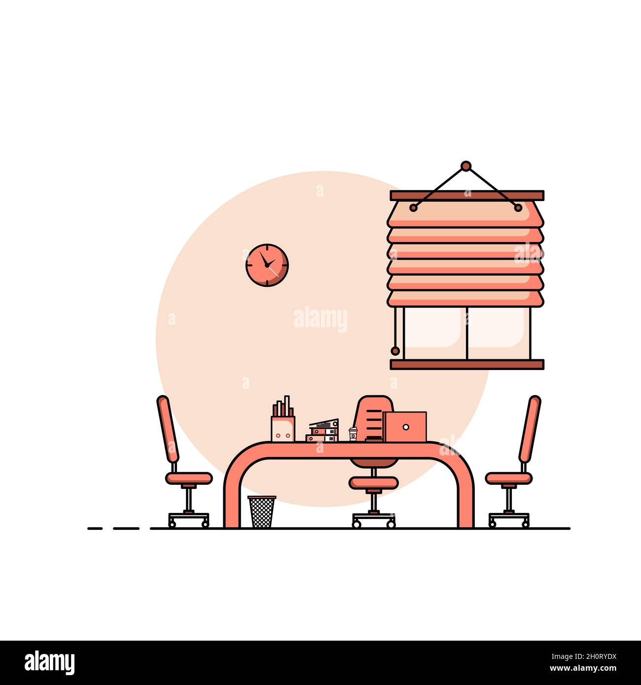 Working table flat design, Concept of working desk interior with ...