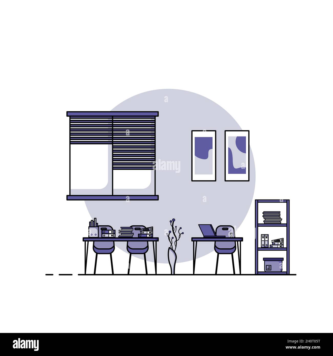 Working table flat design, Concept of working desk interior with ...