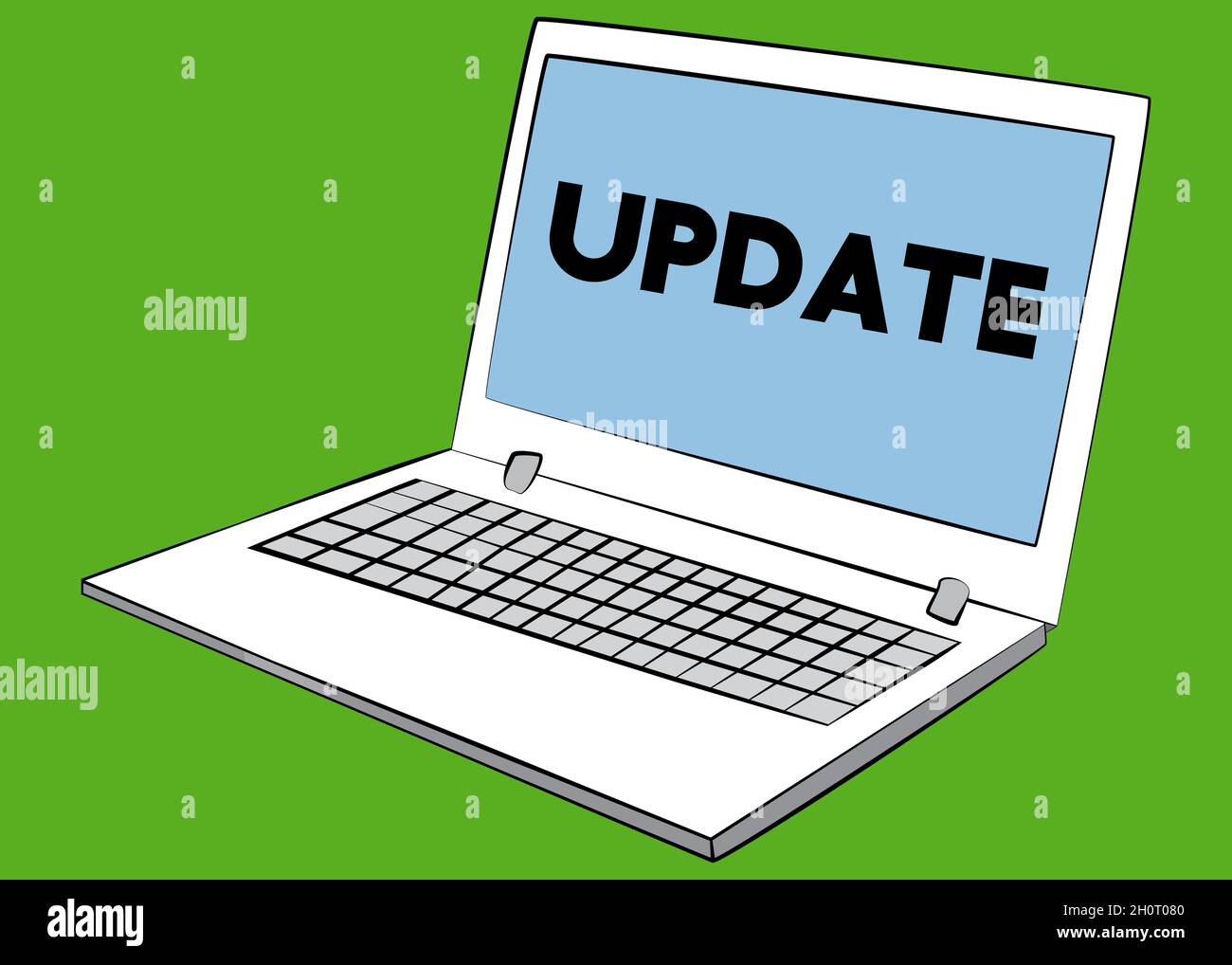 Laptop with the word Update on the screen. Vector cartoon illustration  Stock Vector Image & Art - Alamy