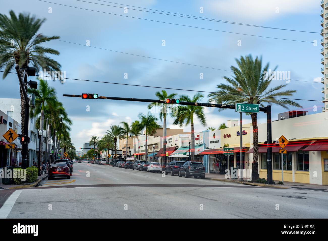 Miami Beach, FL, USA - October 13, 2021: Miami Beach 73rd Street North Beach. Long exposure photo Stock Photo