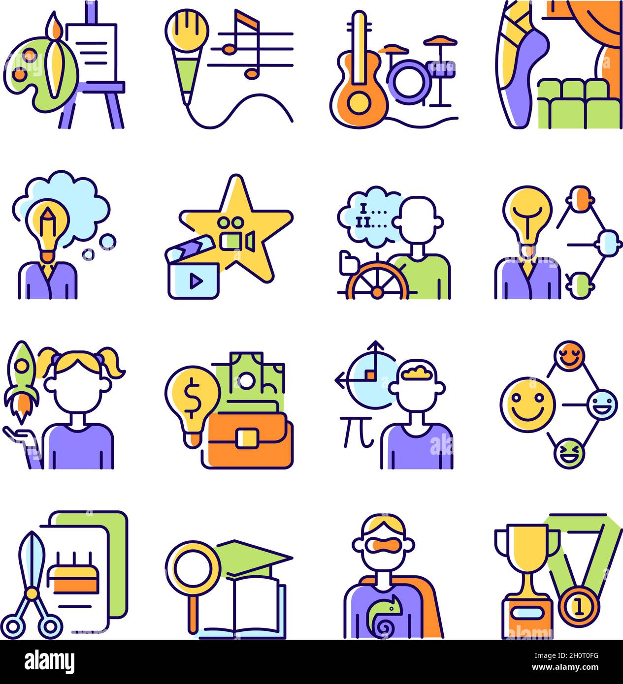 Talents and aptitudes RGB color icons set Stock Vector Image & Art - Alamy