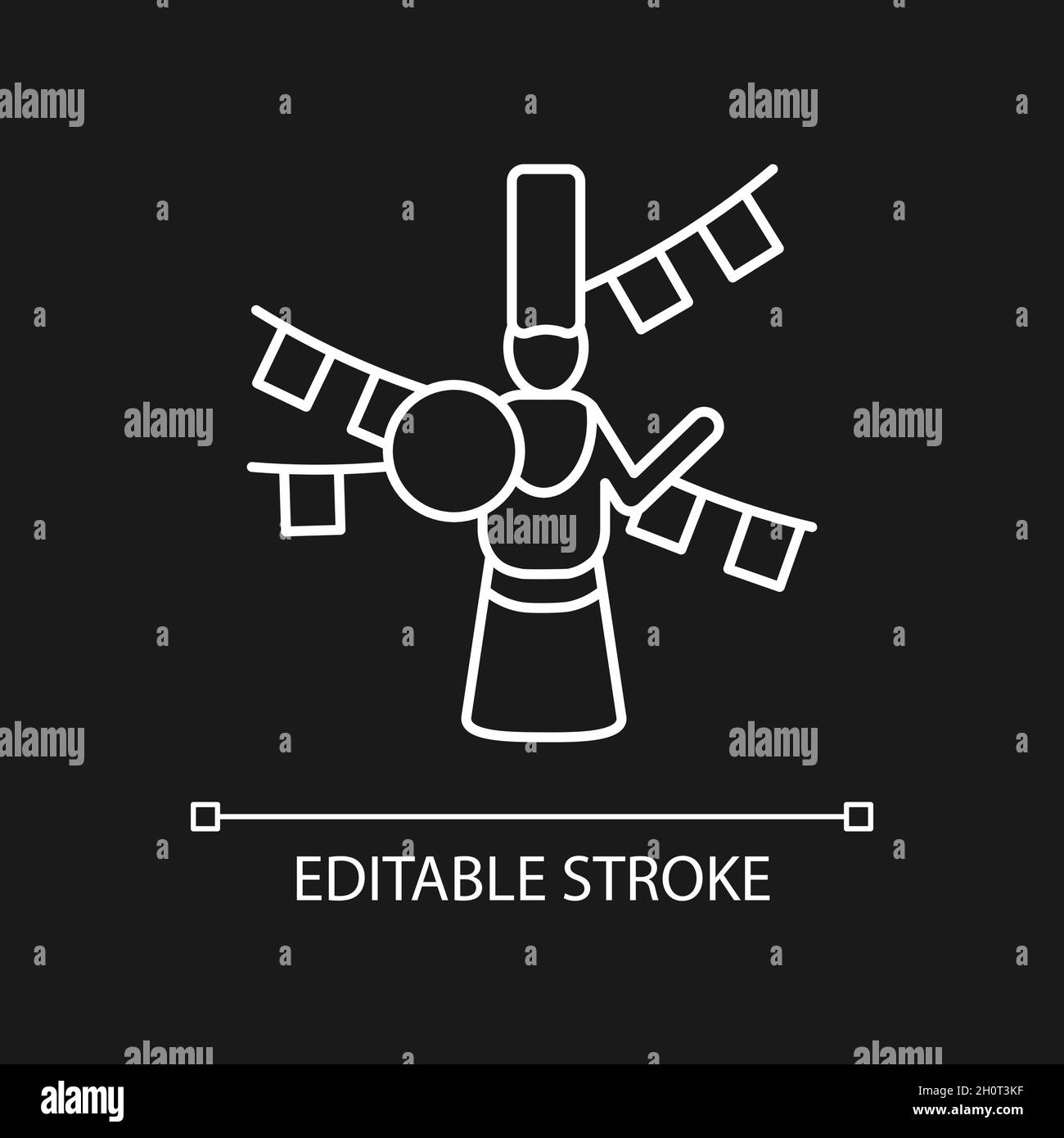 Losar celebration white linear icon for dark theme Stock Vector Image ...