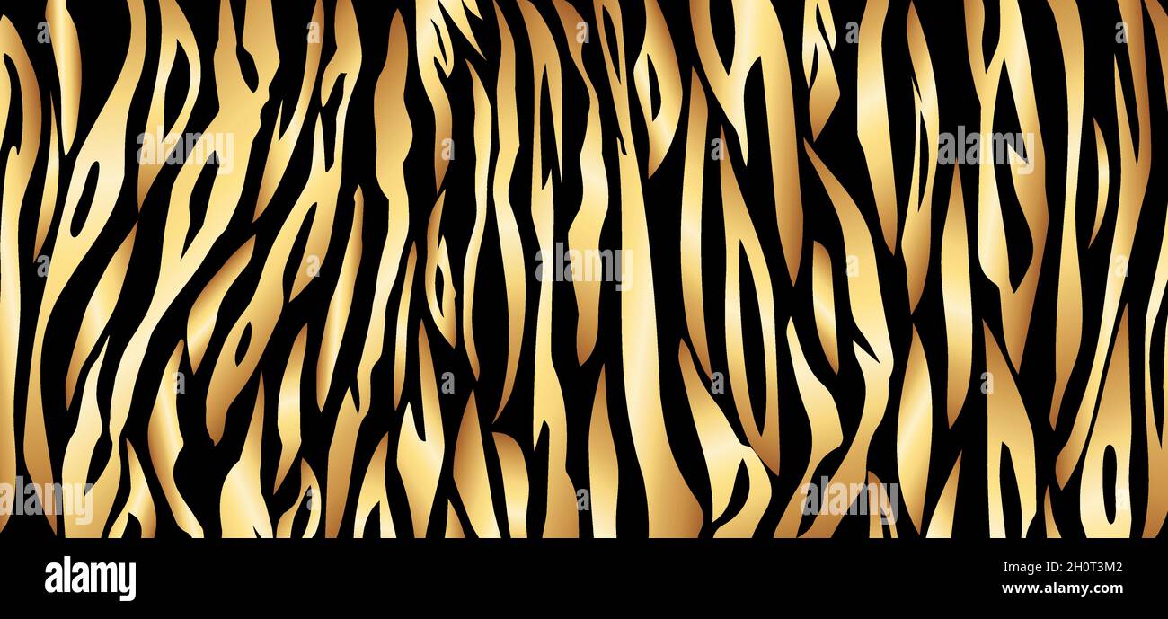 Vector Tiger luxurious gold black stripe background. Stock Vector