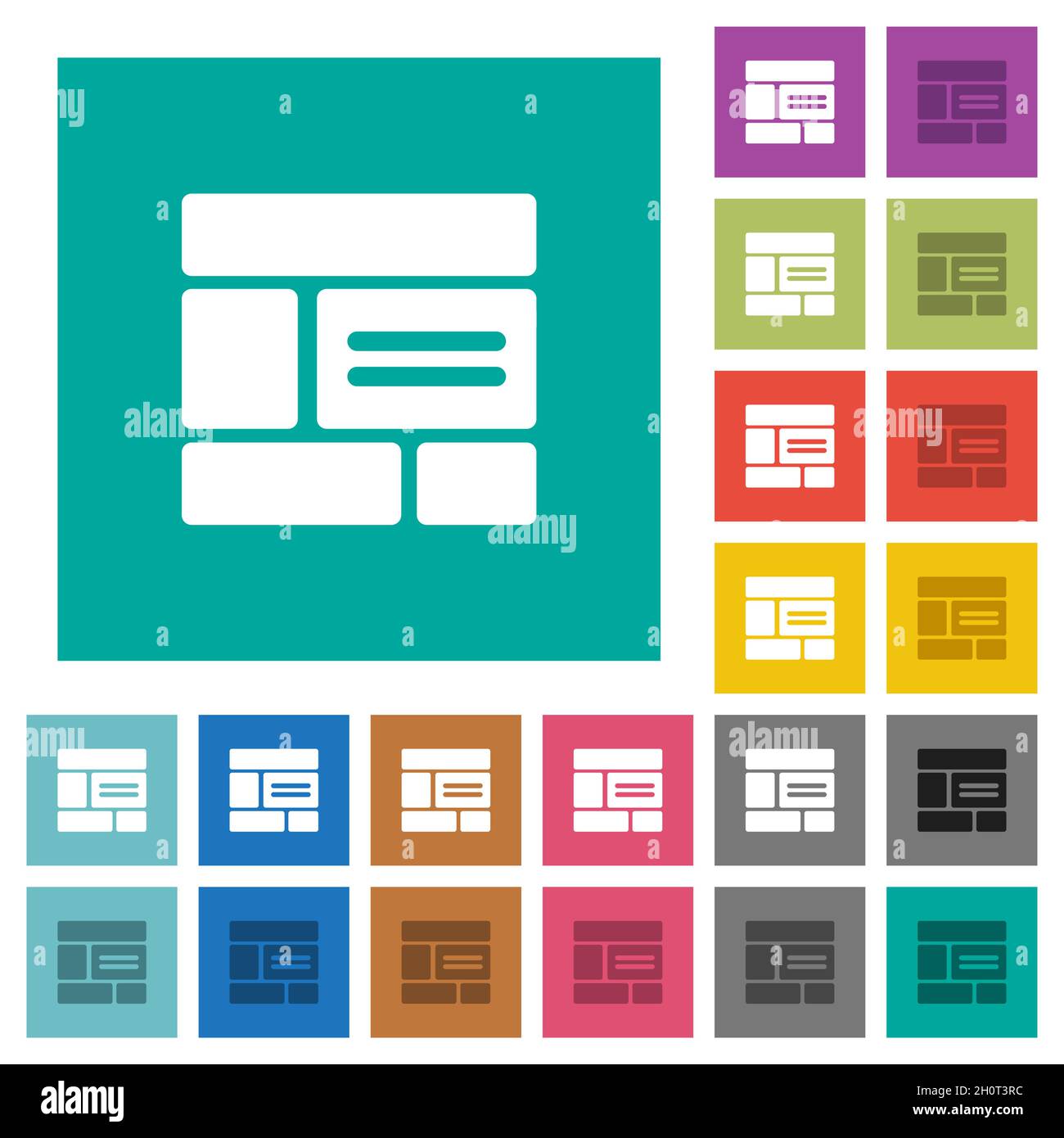 Web layout solid multi colored flat icons on plain square backgrounds ...