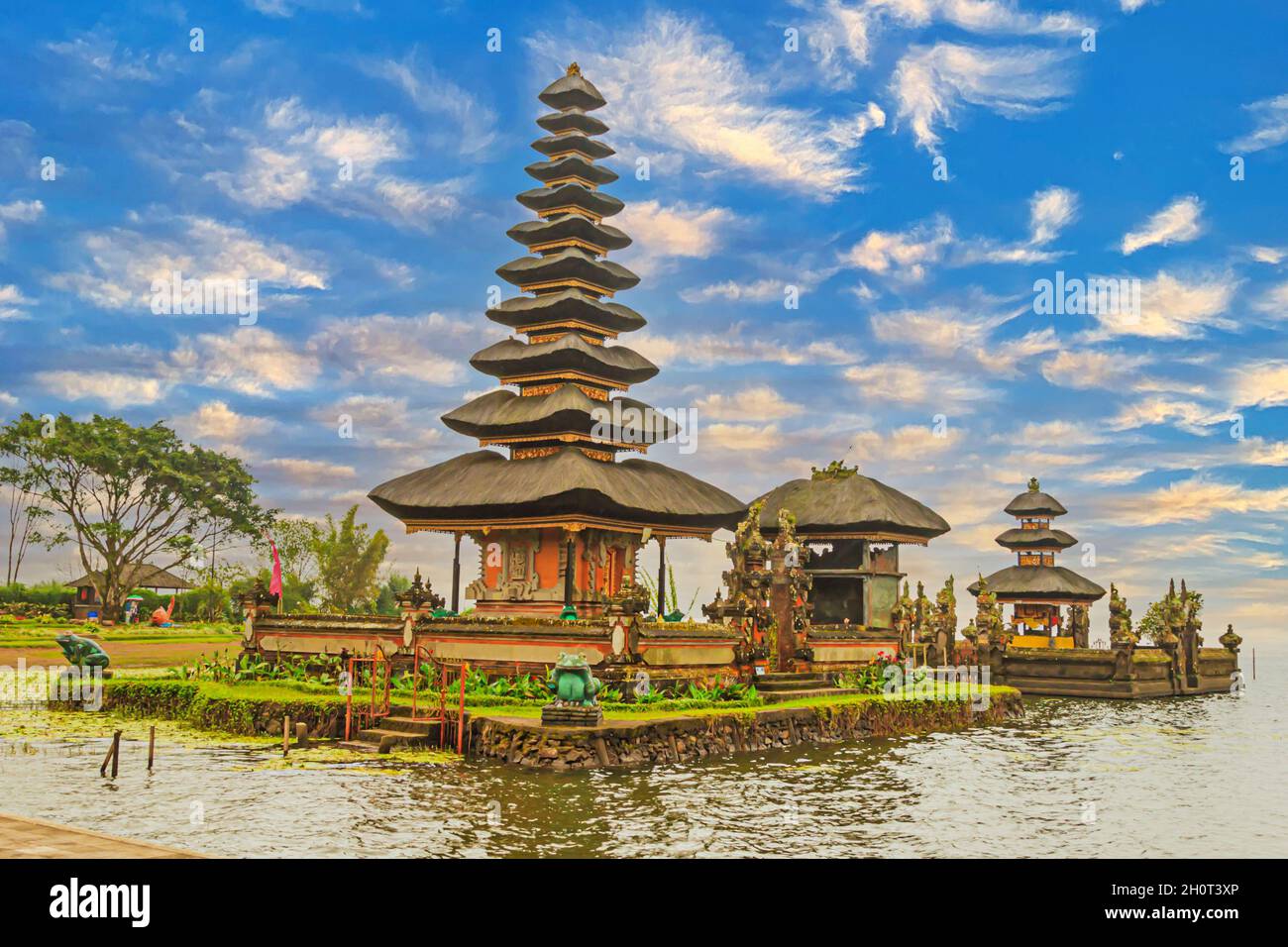 Picture of Pura Ulun Danu Bratan temple complex at Banau Beratan lake on the Indonesian island Bali Stock Photo