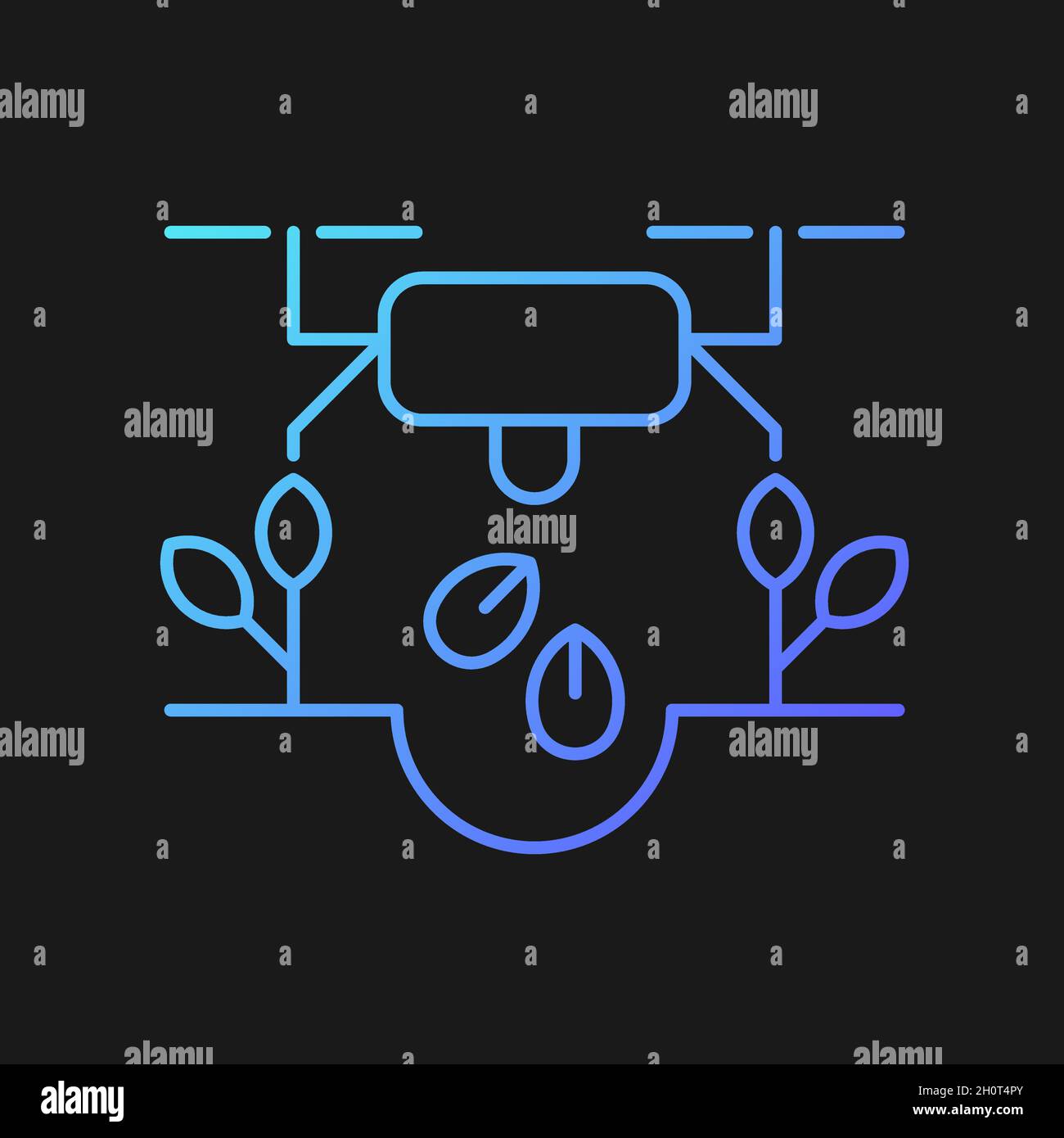 Drones for planting gradient vector icon for dark theme Stock Vector