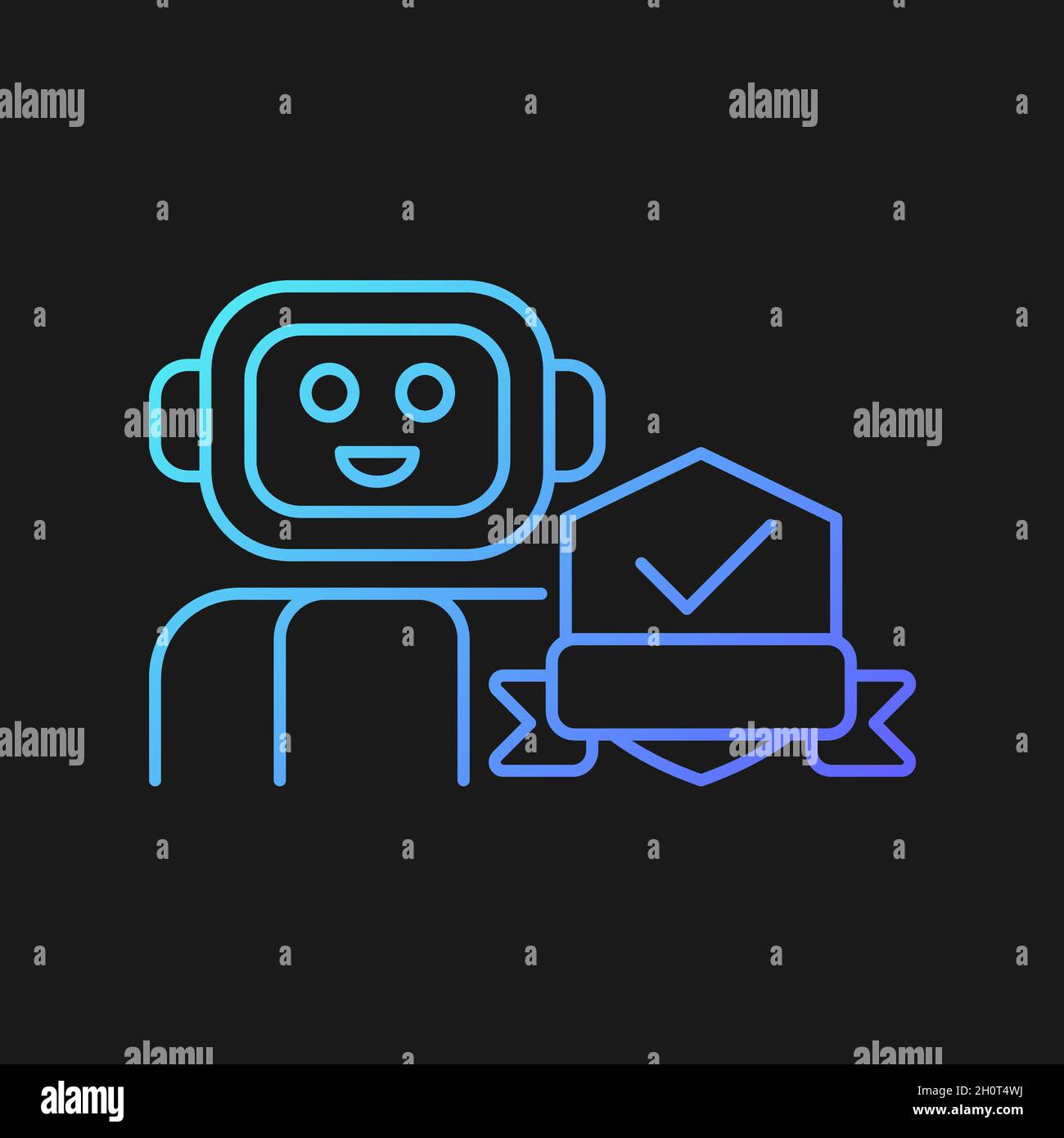 Security robot gradient vector icon for dark theme Stock Vector
