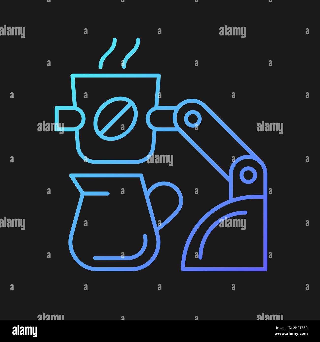 Coffee making robot gradient vector icon for dark theme Stock Vector