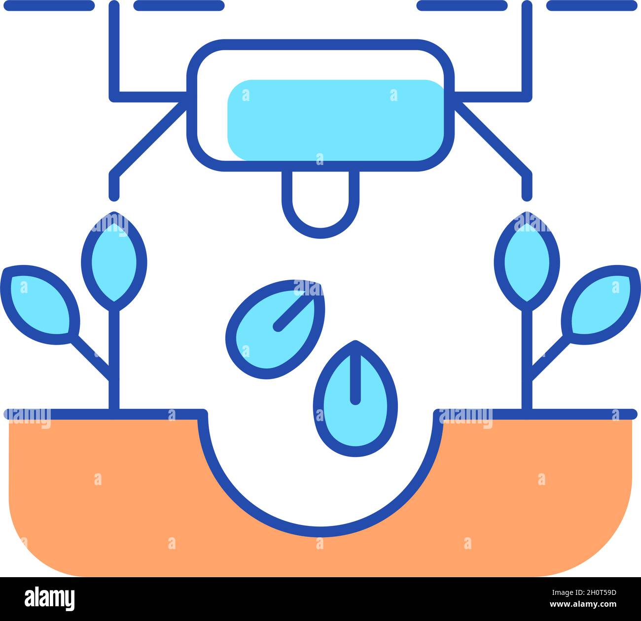 Drones for planting RGB color icon Stock Vector
