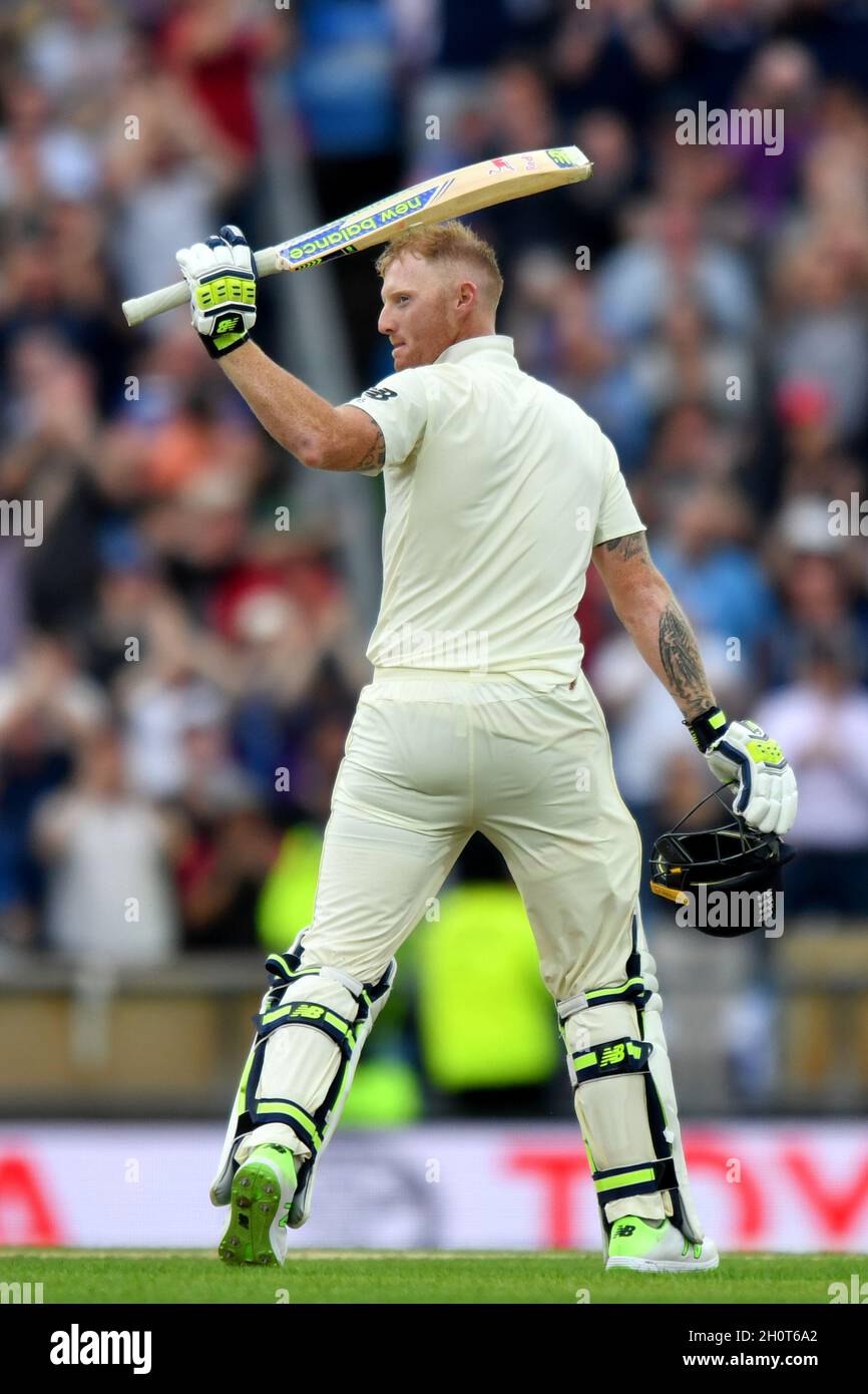 England's Ben Stokes celebrates scoring 100 not out during the first