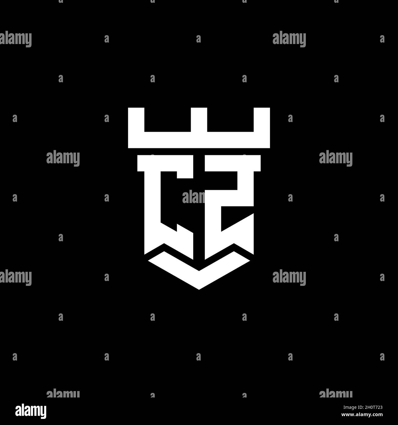 CZ logo initial monogram with castle shape style design template ...