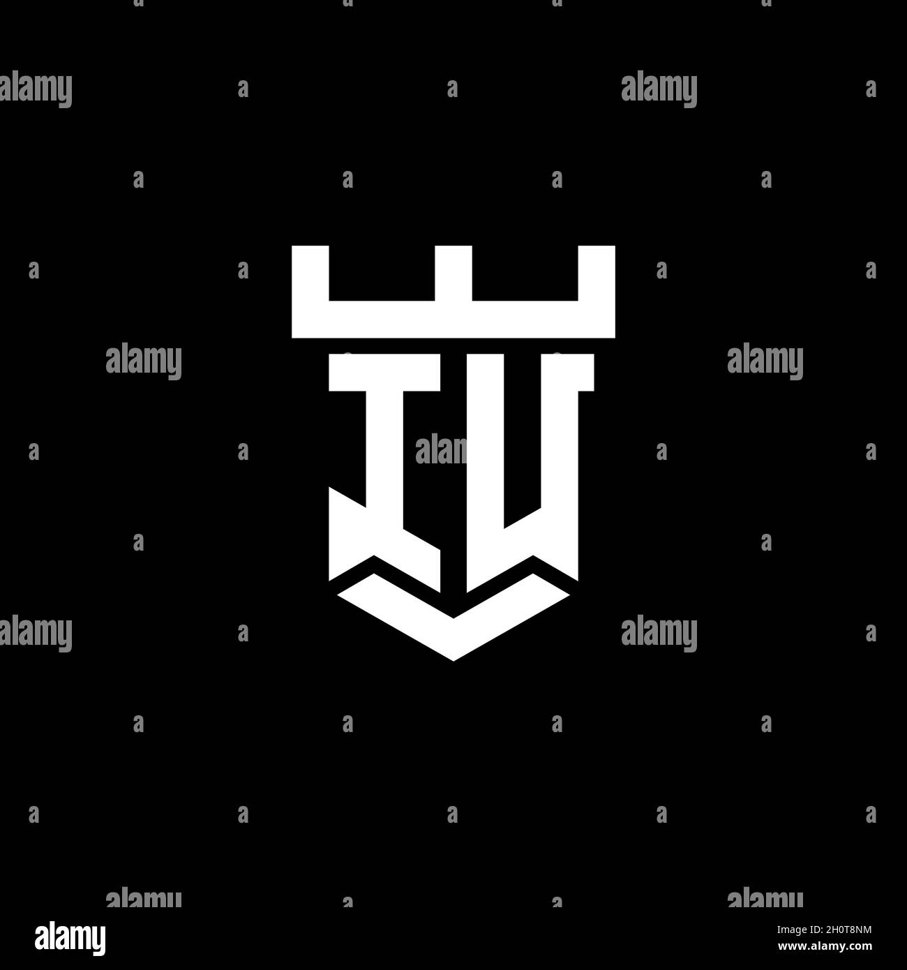 IU logo initial monogram with castle shape style design template isolated in black background Stock Vector