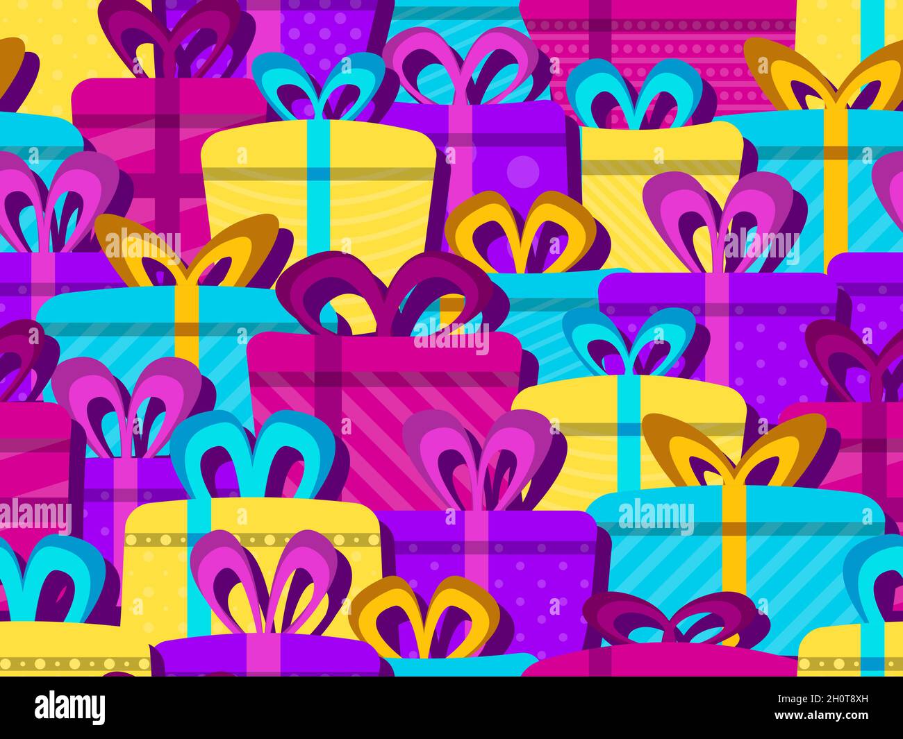 Seamless pattern with colorful gift boxes in flat style. Festive design ...
