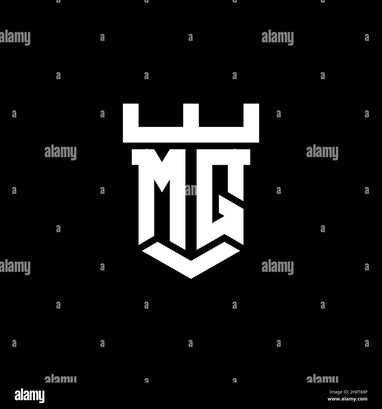 MQ logo initial monogram with castle shape style design template isolated in black background Stock Vector