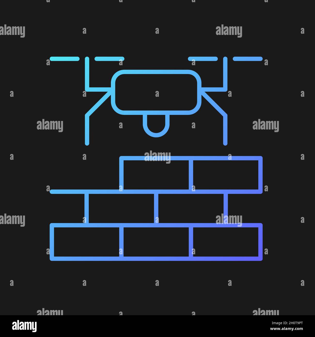 Drones for construction gradient vector icon for dark theme Stock Vector