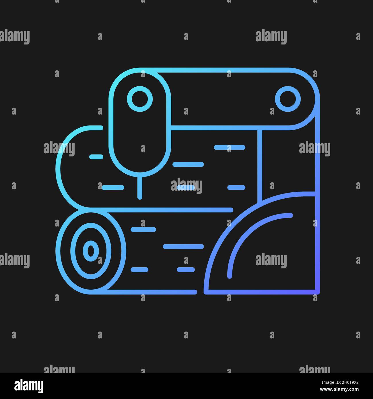 Wood processing gradient vector icon for dark theme Stock Vector