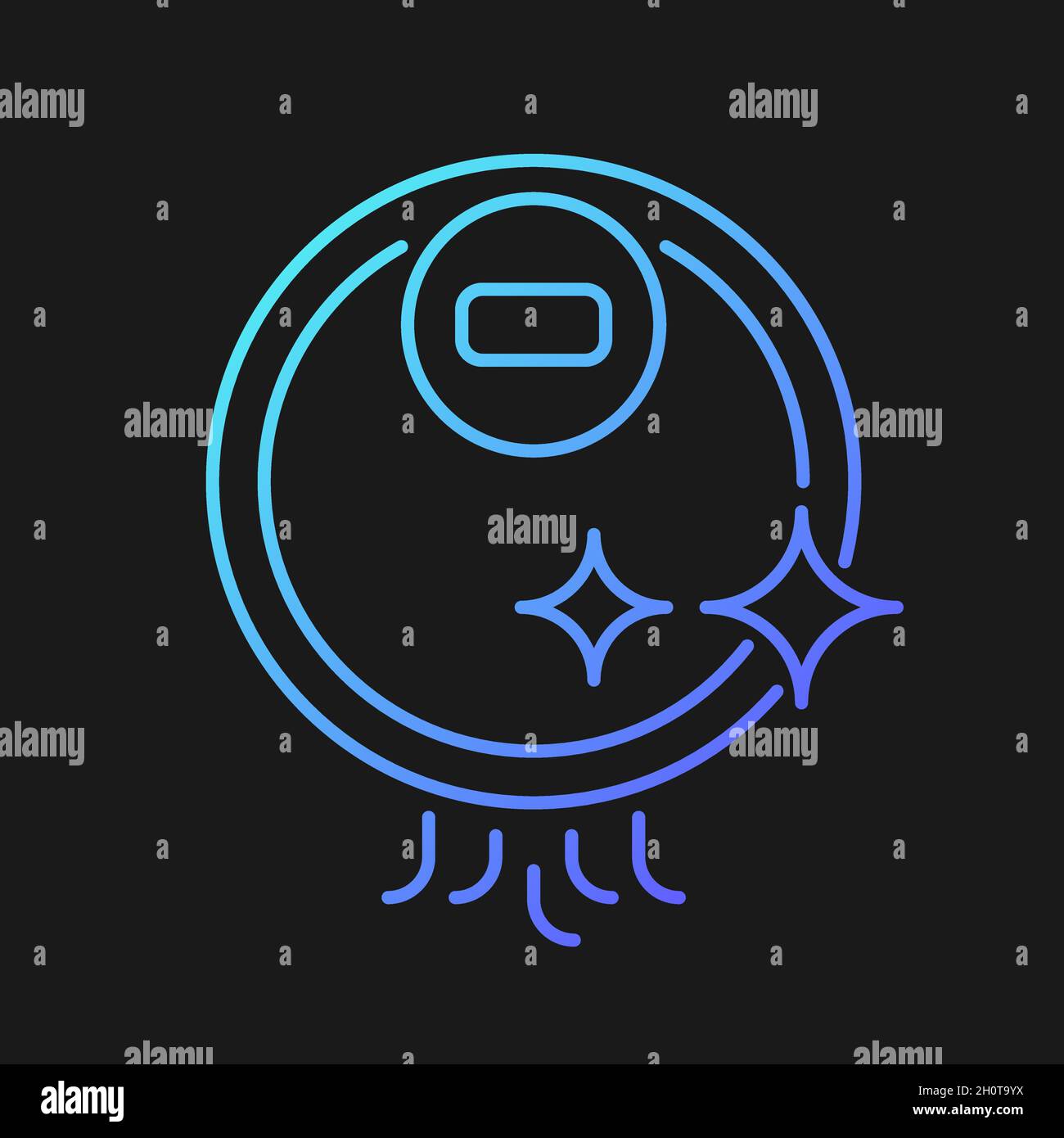 Cleaning robots gradient vector icon for dark theme Stock Vector