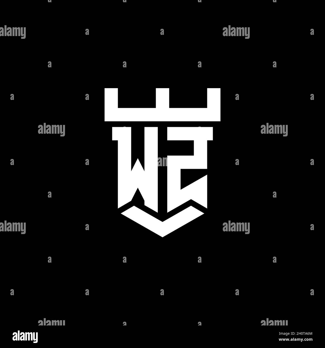 WZ logo initial monogram with castle shape style design template ...