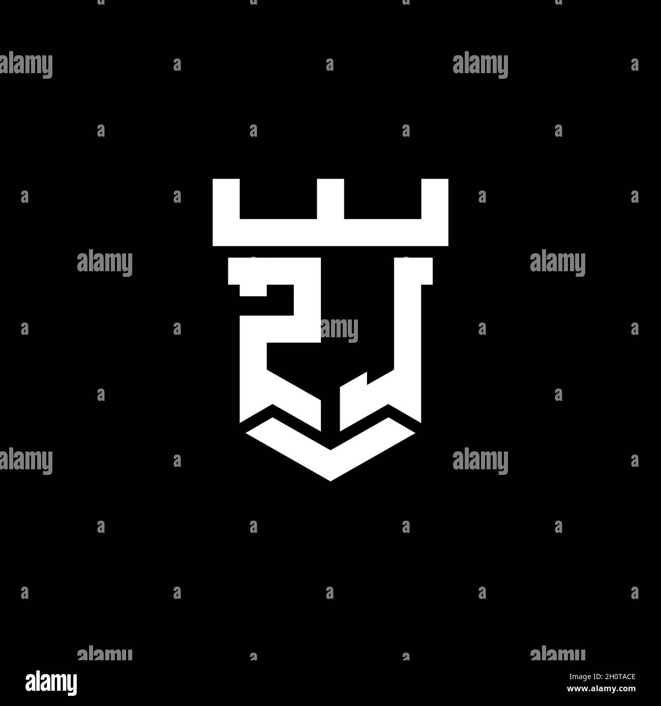 ZL logo initial monogram with castle shape style design template ...