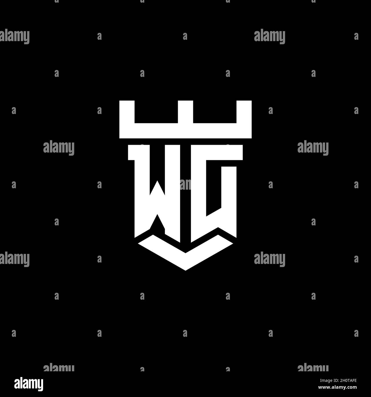 Wd Logo Initial Monogram With Castle Shape Style Design Template Isolated In Black Background Stock Vector Image Art Alamy
