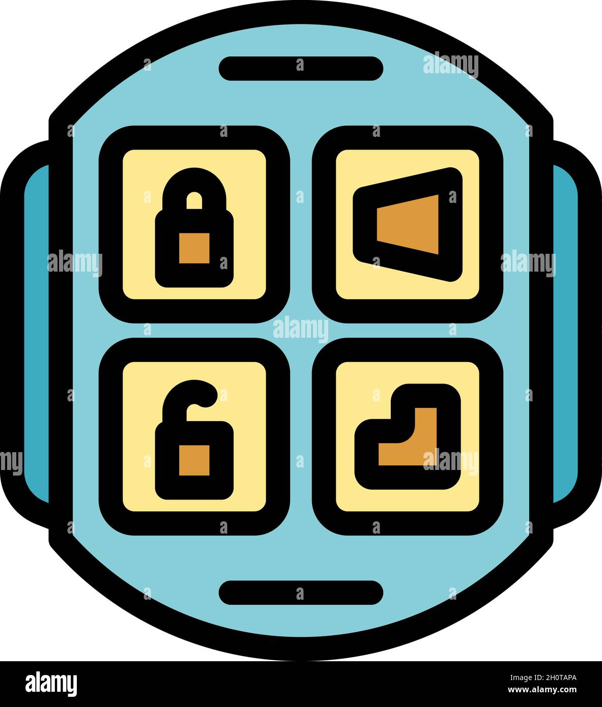 Automatic key car icon. Outline automatic key car vector icon color flat isolated Stock Vector