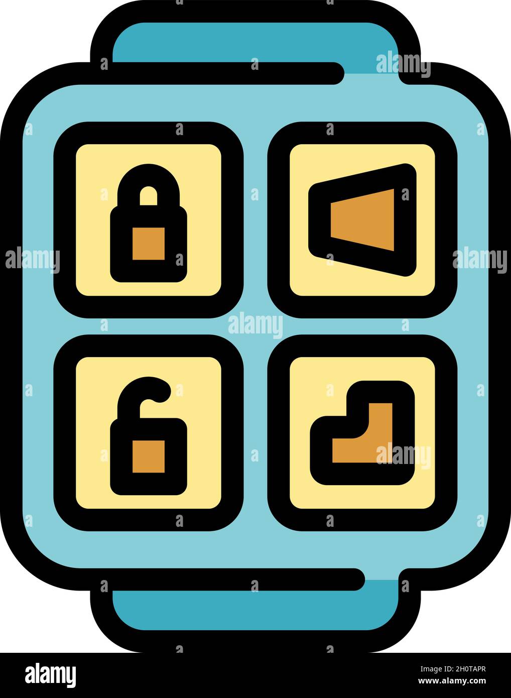 Digital car key icon. Outline digital car key vector icon color flat isolated Stock Vector
