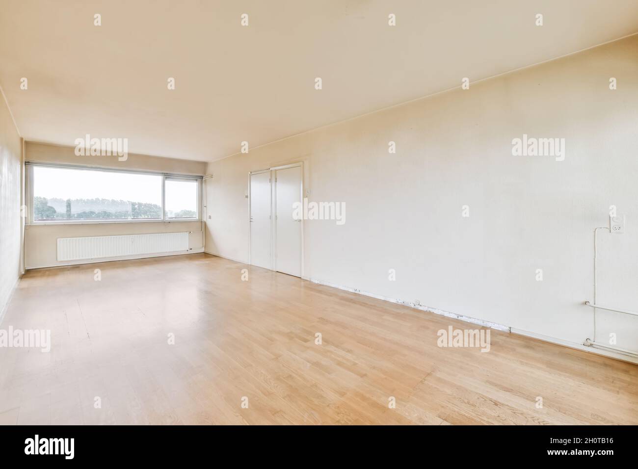 Empty laminated room with no furniture modern interior, new house
