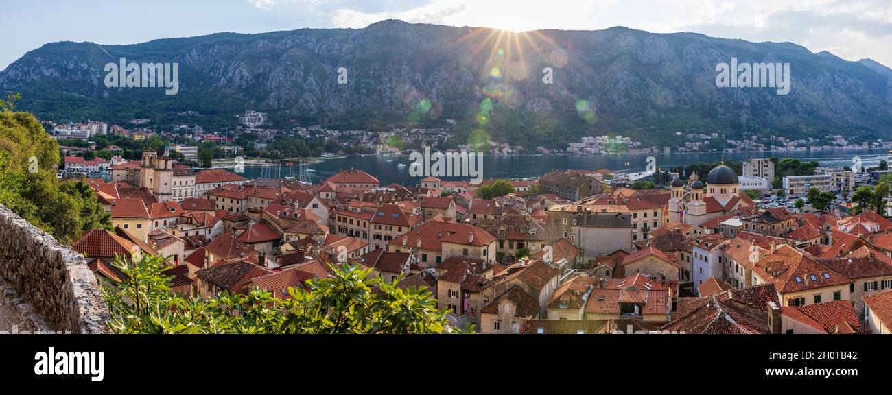 View to the city of  Kotor from above  in Montenegro. Stock Photo