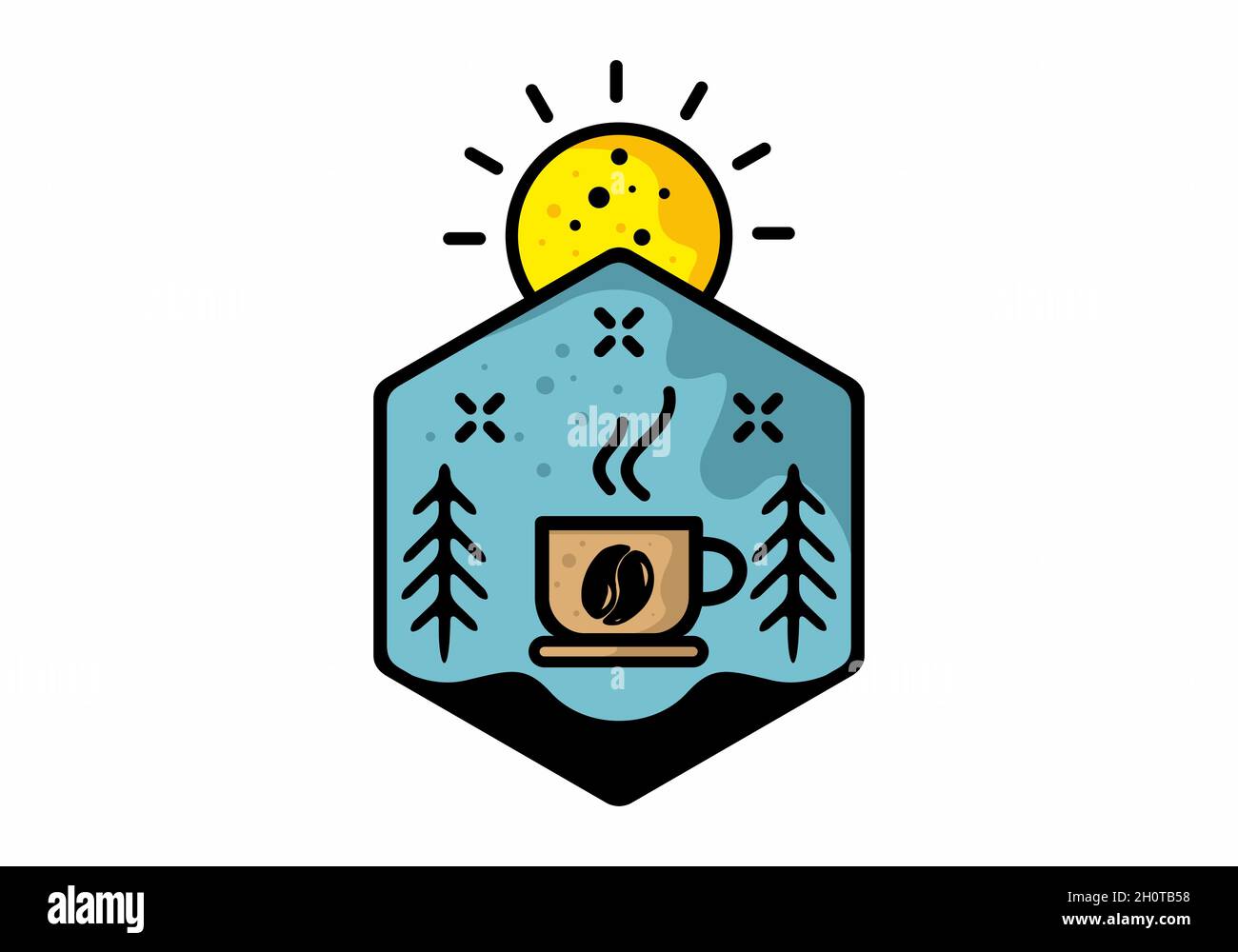 Line art illustration drawing of coffee cup design Stock Vector Image ...