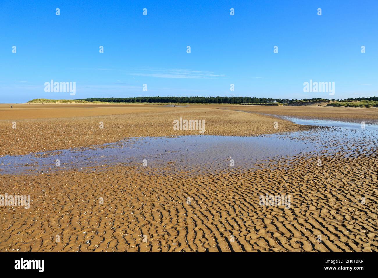 Holkham beach at low tide, Holkham National Nature Reserve, Norfolk Coast Path, Holkham, Norfolk, England, UK. Stock Photo