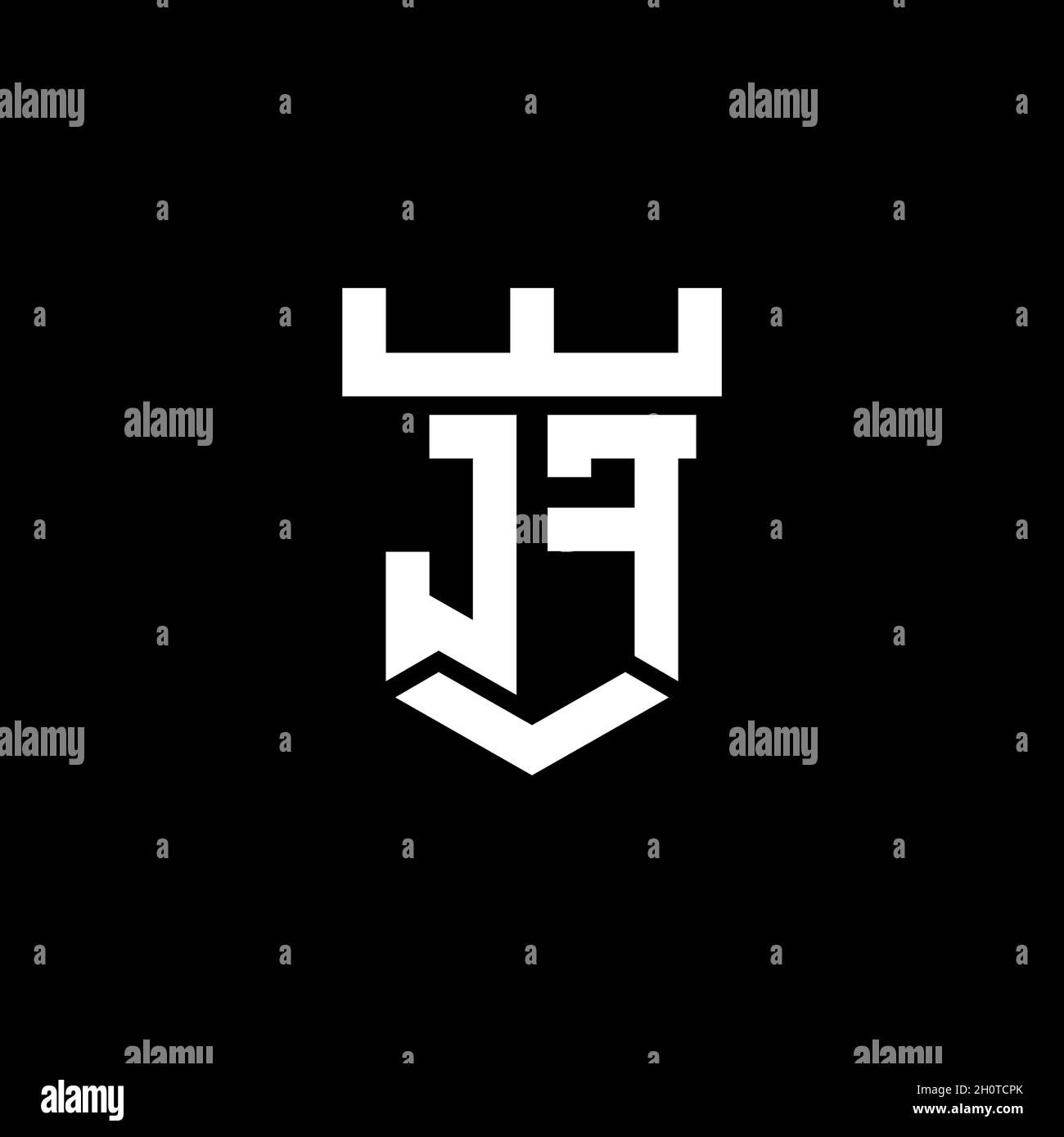 JF logo initial monogram with castle shape style design template ...